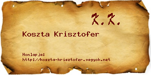Koszta Krisztofer névjegykártya